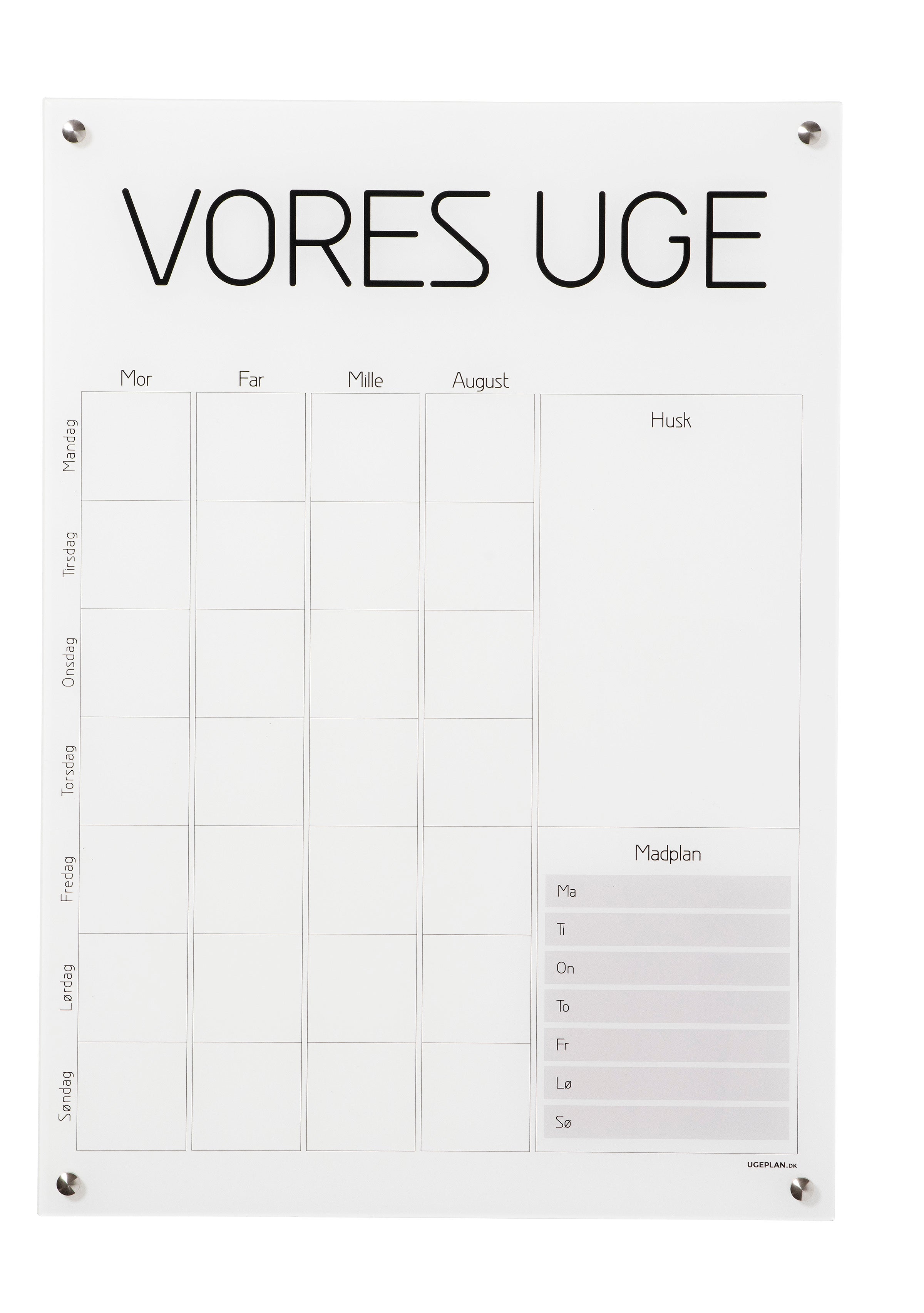 Ugeplan, Klassisk Kvadratisk med Måned