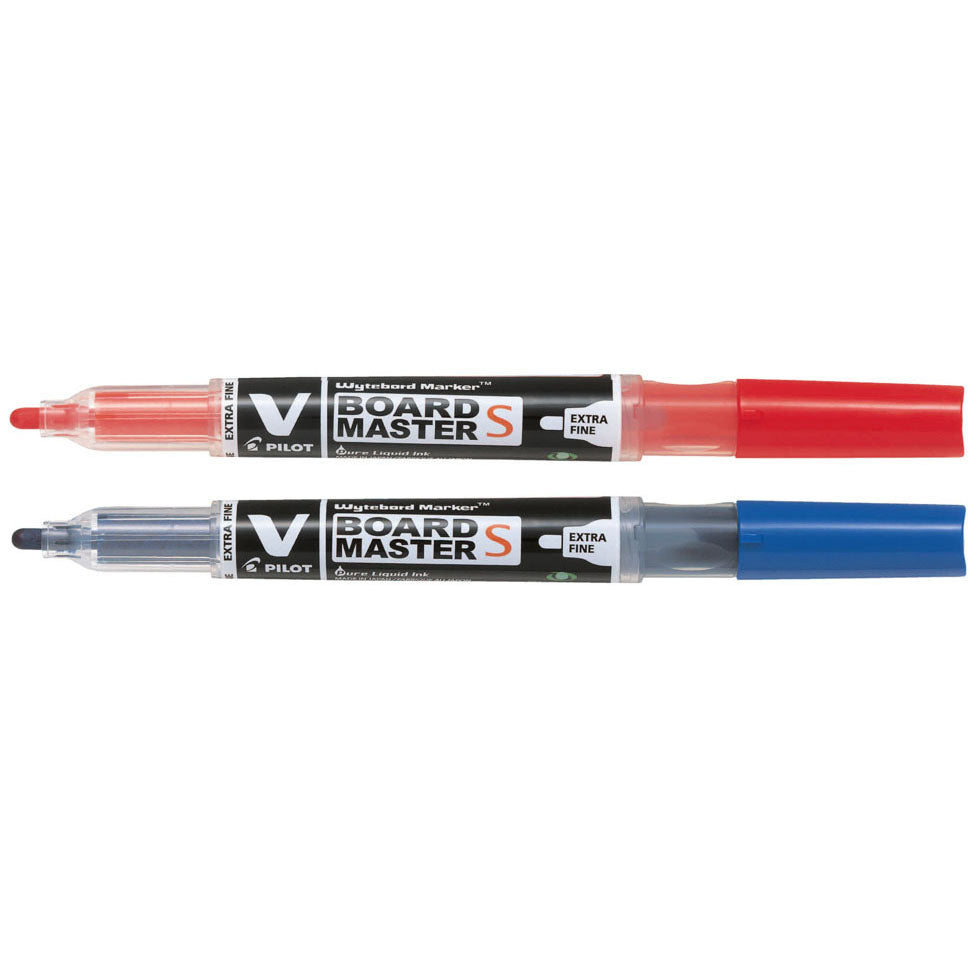 Markörer i rött och blått, tunna