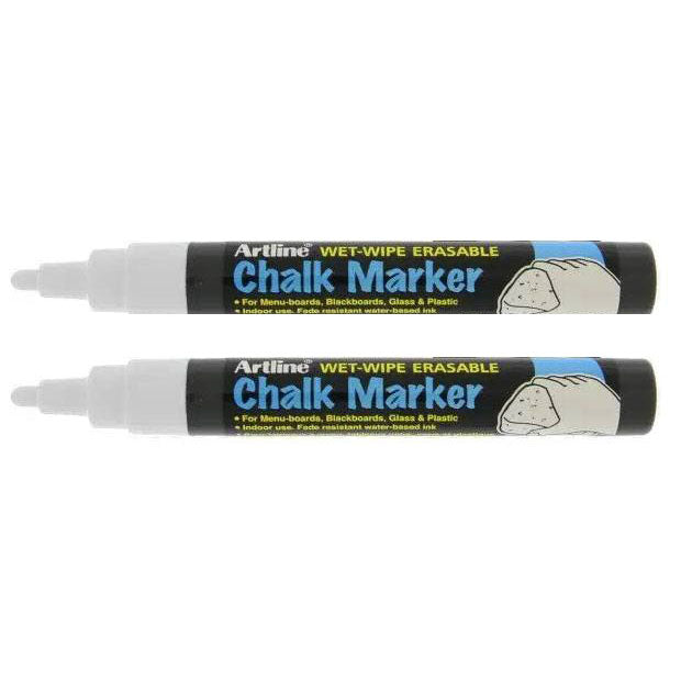 2-pack - vita kritamarkörer för svarta tavlor