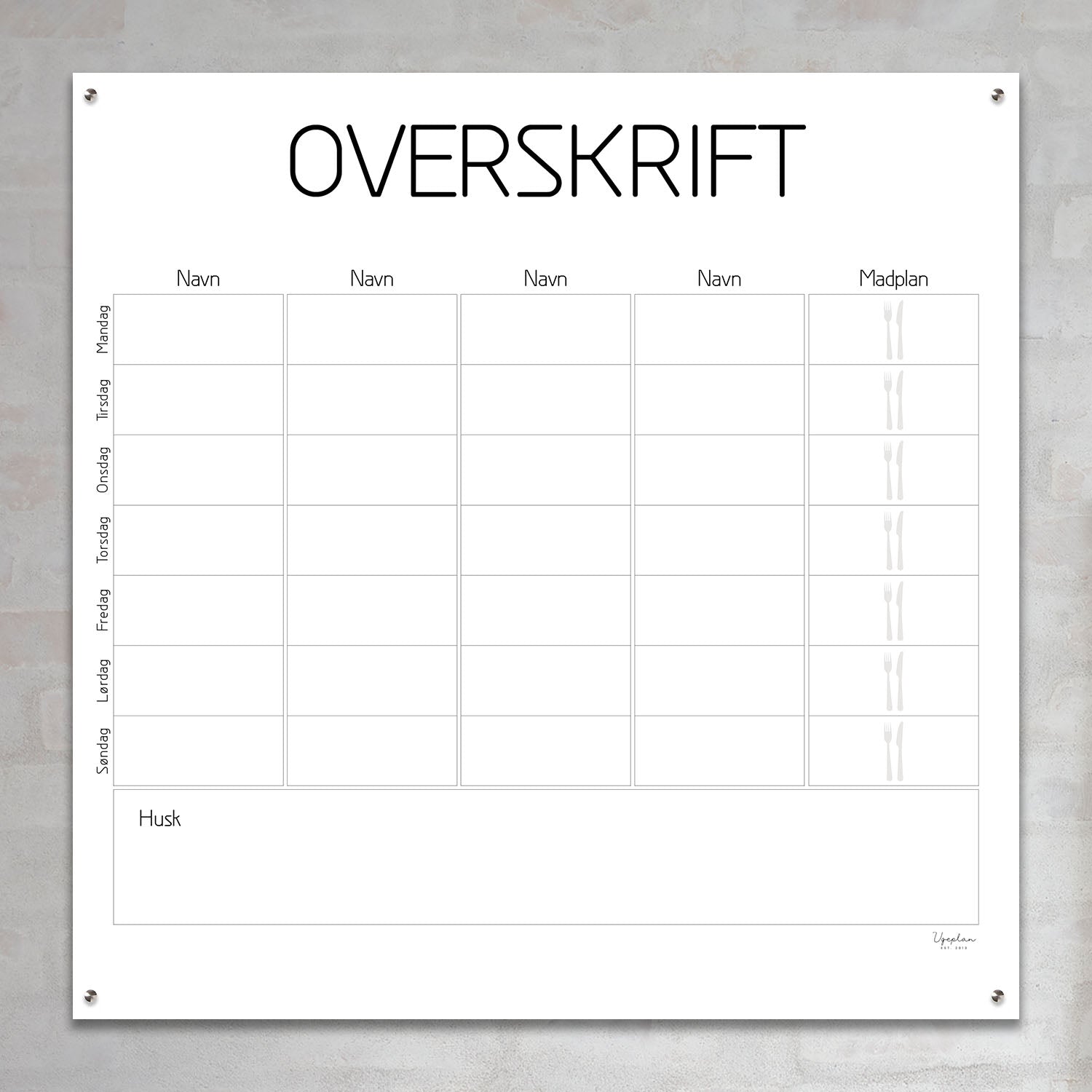 Veckoplan, Klassisk Kvadrat