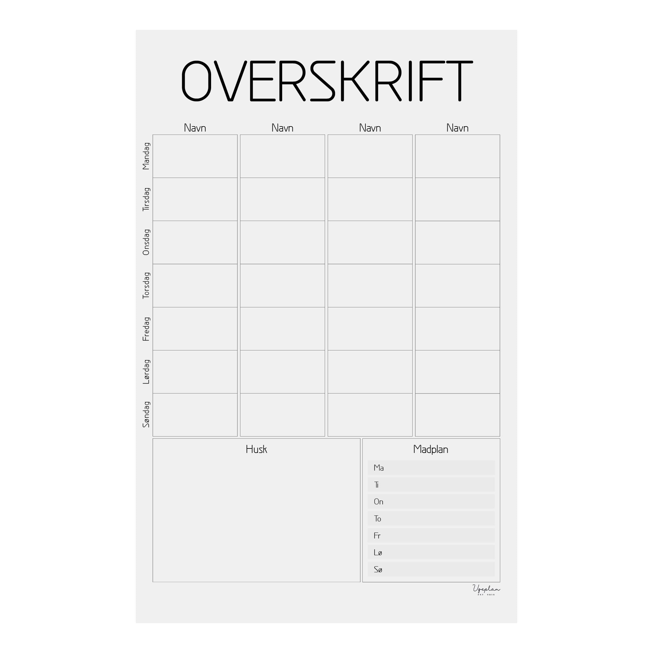 Veckoplan för kylskåpet, Modern 2