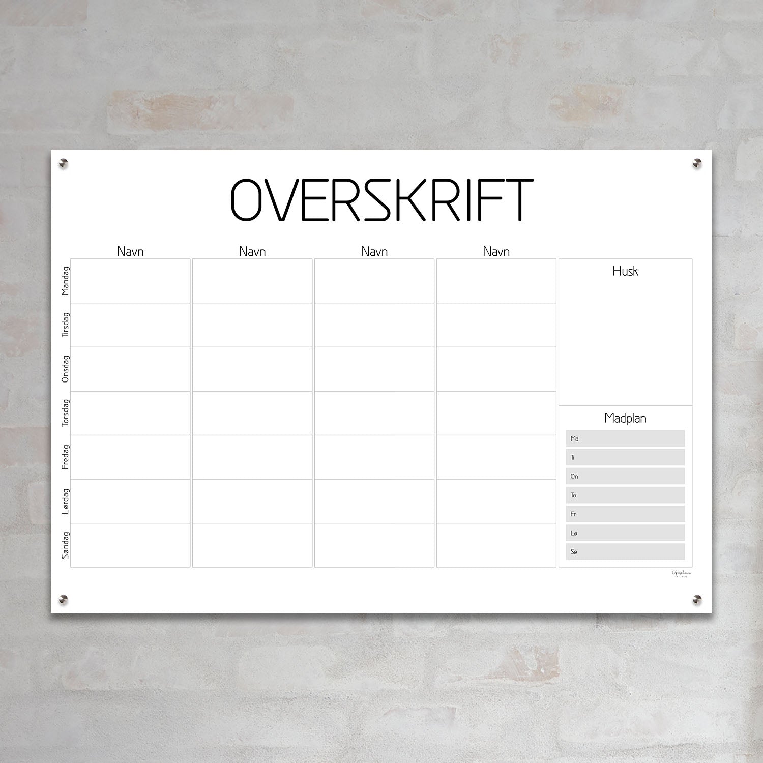 Veckoplan, Modern Liggande