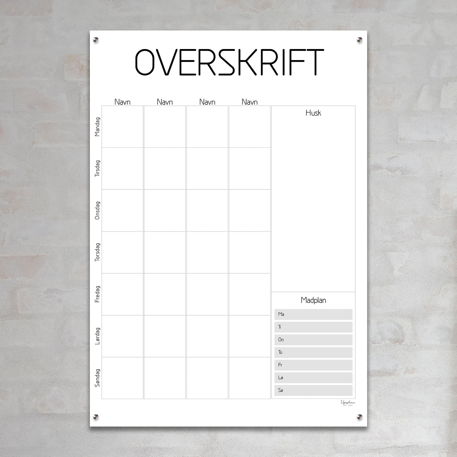 Veckoplan, modern Stående