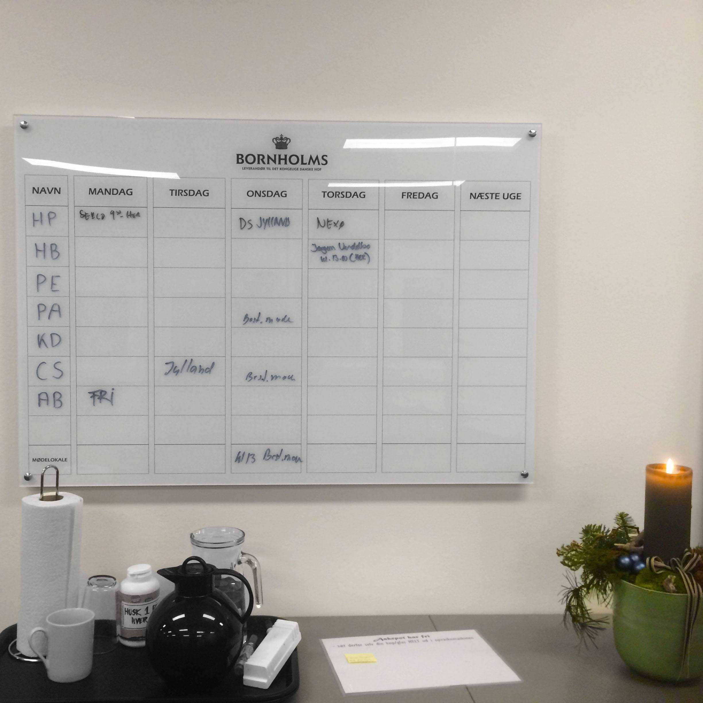 Veckoschema och styrelser för företag