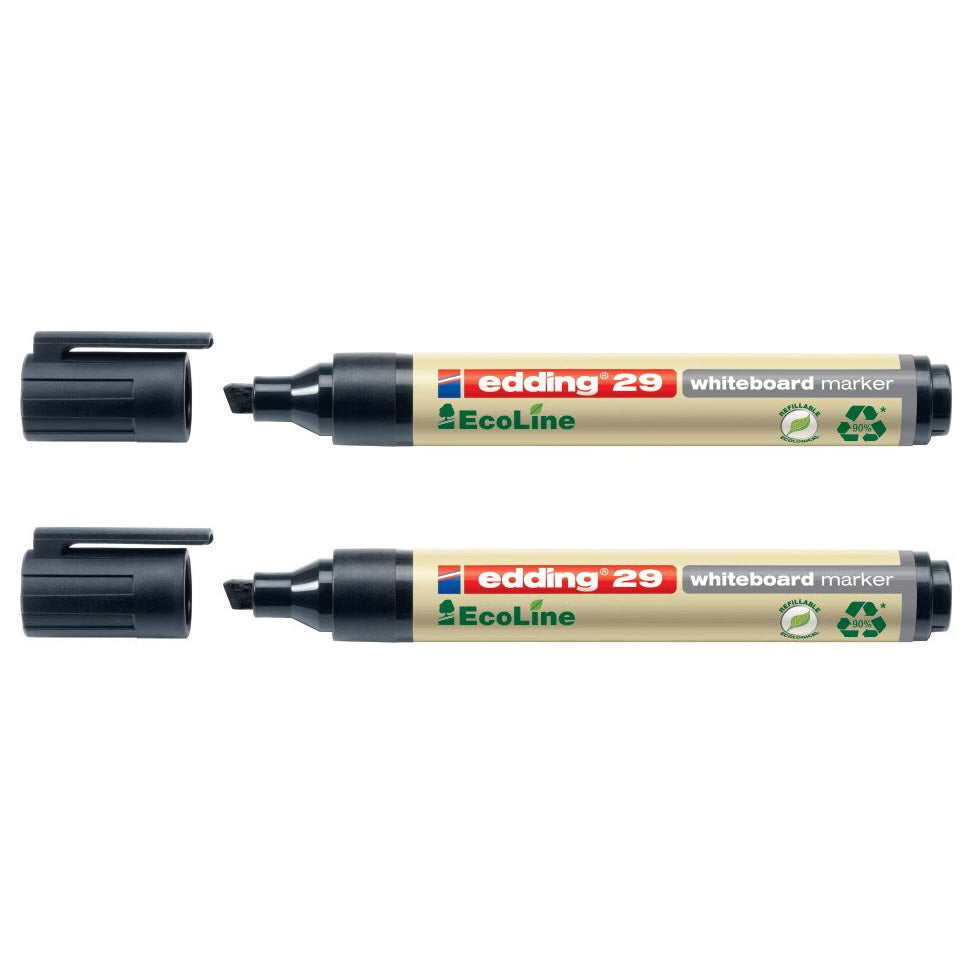 2-pack markör i svart, lutande spets, EcoLine