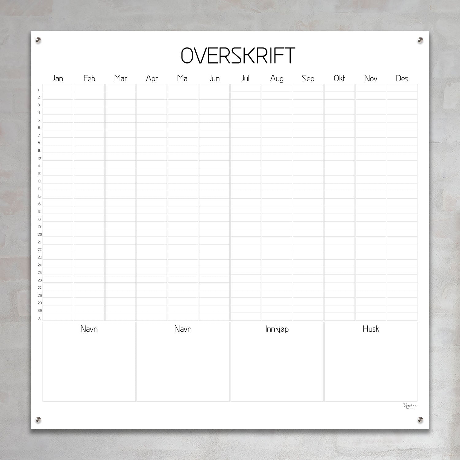 Årskalender, Modern Kvadrat